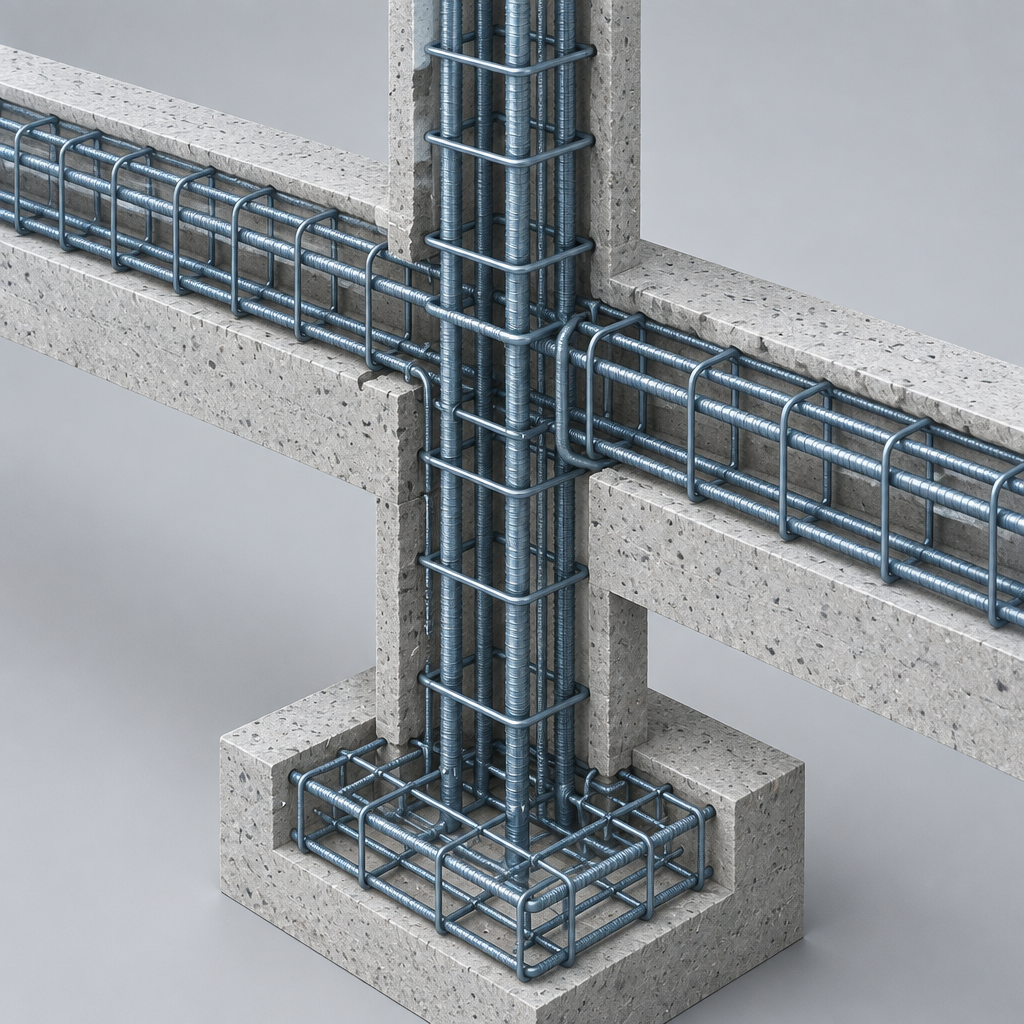 3D rebar model of a concrete beam and column joint